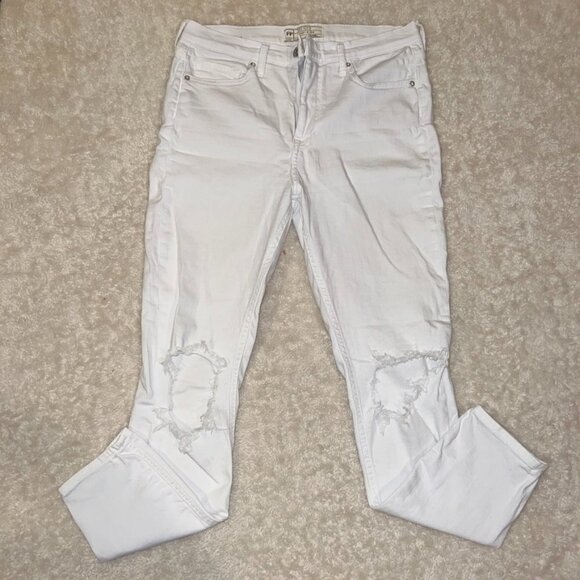 Free People Denim - Free People White Distressed Jeans Size 30R